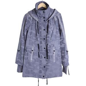 BLANC NOIR Hooded Water Resistance Anorak Jacket Gray Camo Women's M